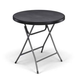 EONLION 80cm Black Wooden Look Round Folding Garden Table