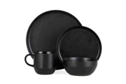 Barbary & Oak Luna 16pce Dinnerware Set, Stoneware, Black BO867005BLK - thumbnail 1