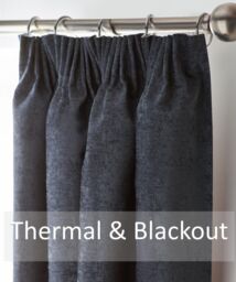 Luxury Living Chenille Blackout Pencil Pleat Top Curtains in Charcoal - Size: 117 cm width x 229 cm drop - thumbnail 2