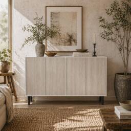 Wyld Haus Sosule 4 Door Sideboard with Adjustable Shelves White Grey - thumbnail 1