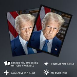"Artery8 United States 47th President Donald Trump Portrait Framed Wall Art in Blue - Size: W12"" x H16""" - thumbnail 2