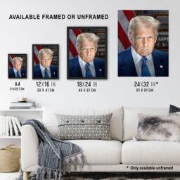 "Artery8 United States 47th President Donald Trump Portrait Framed Wall Art in Blue - Size: W12"" x H16""" - thumbnail 3