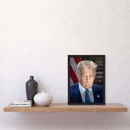 "Artery8 United States 47th President Donald Trump Portrait Framed Wall Art in Blue - Size: W12"" x H16""" - thumbnail 4