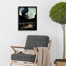 "Artery8 Wall Art Print Coal Miners Yorkshire Pithead Colliery Art Framed in Black - Size: W12"" x H16""" - thumbnail 2