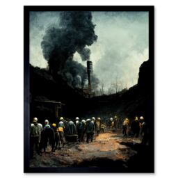 "Artery8 Wall Art Print Coal Miners Yorkshire Pithead Colliery Art Framed in Black - Size: W12"" x H16""" - thumbnail 1