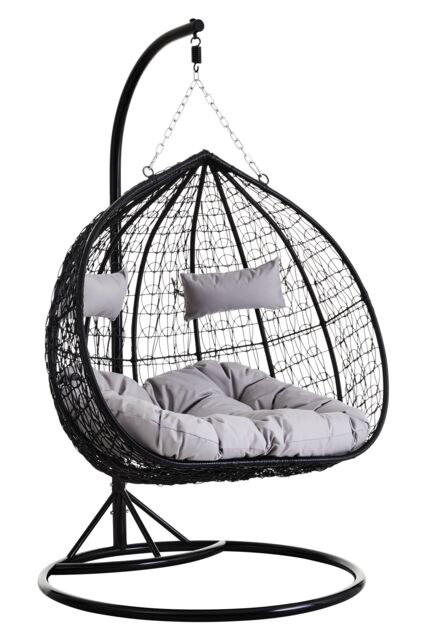 Orsina Double Black Hanging Chair with Round Base, Spacious Seating Hanging Chair, Easy to Clean Swing Chair - image 1
