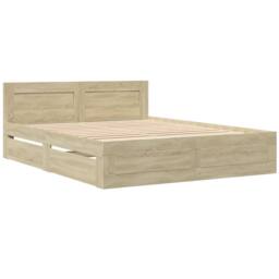 Berkfield Home Durable Bed Frame with Headboard without Mattress Sonoma Oak 160x in Light Tan