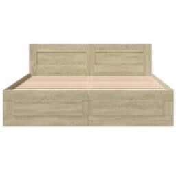 Berkfield Home Durable Bed Frame with Headboard without Mattress Sonoma Oak 160x in Light Tan - thumbnail 5