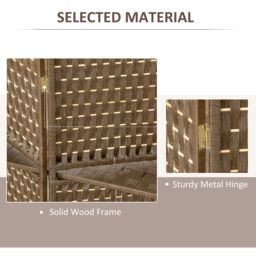 HOMCOM 4 Panel Folding Wall Divider Room with Shelves Privacy Screen Panels in Brown - thumbnail 5
