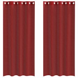 Berkfield Home Voile Curtains with Grommets 2 pcs Wine Red - thumbnail 2