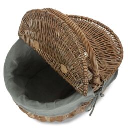 Red Hamper Wicker Antique Wash Finish Lined Oval Picnic Basket in Grey - thumbnail 3