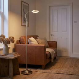 Happy Homewares Modern Task Floor Lamp with LED Halo Ring & CCT Memory Dimmer in Metallic Silver - thumbnail 6