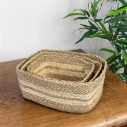 JVL Palma Natural Storage Baskets - Set of 3 in Brown - thumbnail 9
