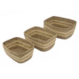 JVL Palma Natural Storage Baskets - Set of 3 in Brown - thumbnail 6