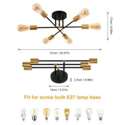 COMELY Sputnik Ceiling Light, 6 Lights E27 Vintage Black & Gold Flush Mount - thumbnail 7