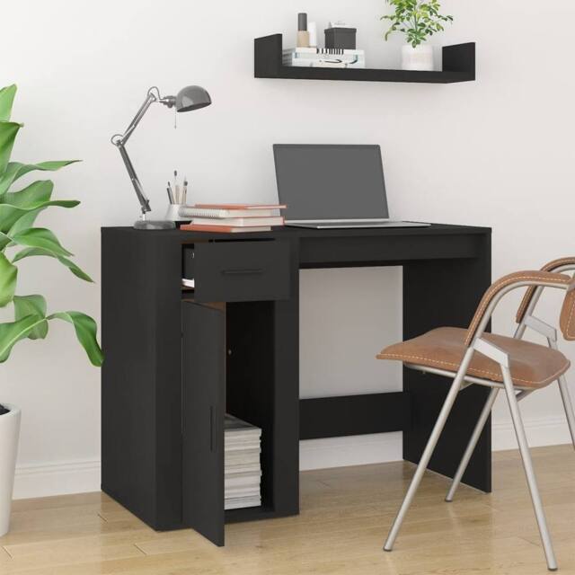 Berkfield Home Elegant Desk Black 100x49x75 cm Engineered Wood - Size: 100 x 49 x 75 cm - image 1