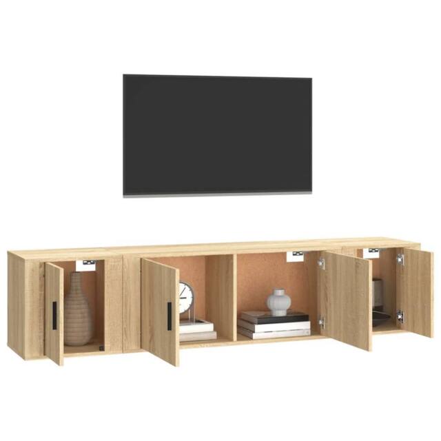 Berkfield Home Classic 3 Piece TV Cabinet Set Sonoma Oak Engineered Wood in Brown - image 1