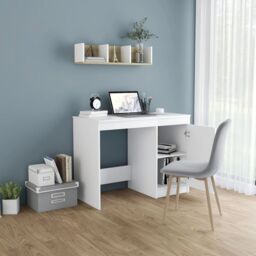 Berkfield Home Desk White 100x50x76 cm Engineered Wood - Size: 100 x 50 x 76 cm - thumbnail 3