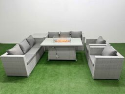 Fimous 8 Seat Rattan Lounge Sofa Set Outdoor Garden Furniture Set in Light Grey - thumbnail 1