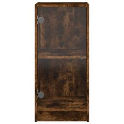 Berkfield Home Side Cabinet with Glass Doors Smoked Oak 35x37x75.5 cm in Brown - thumbnail 6