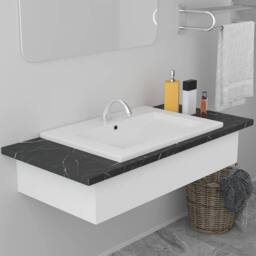 Berkfield Home Elegant Built-in Basin 61x39.5x18.5 cm Ceramic White - thumbnail 2
