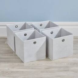 NESTLUNE Foldable Canvas Storage Folding Box Fabric Cube Cloth Bag 4 in White - thumbnail 4