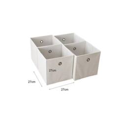 NESTLUNE Foldable Canvas Storage Folding Box Fabric Cube Cloth Bag 4 in White - thumbnail 2