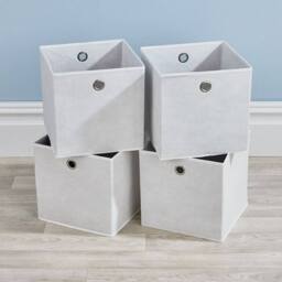 NESTLUNE Foldable Canvas Storage Folding Box Fabric Cube Cloth Bag 4 in White