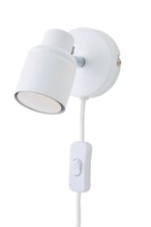 ValueLights Benton Single Adjustable Plug In Spotlight Wall Light in Silver - thumbnail 6