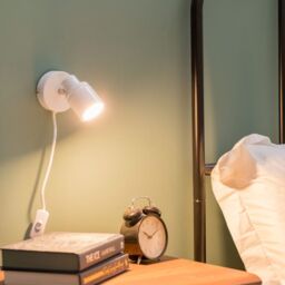 ValueLights Benton Single Adjustable Plug In Spotlight Wall Light in Silver - thumbnail 3