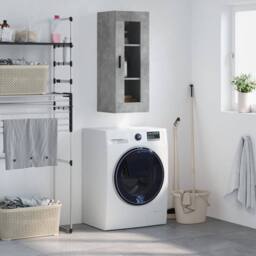 Berkfield Home Wall Mounted Cabinet Concrete Grey 34.5x34x90 cm - thumbnail 2