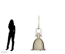Orsina Large Antique Brass Pendant Light, Industrial Dome Shade with Chain Mount, Ceiling Light with Diffuser in Gold - thumbnail 4