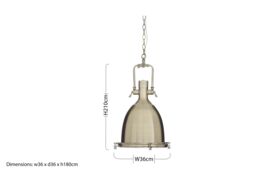 Orsina Large Antique Brass Pendant Light, Industrial Dome Shade with Chain Mount, Ceiling Light with Diffuser in Gold - thumbnail 5