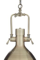 Orsina Large Antique Brass Pendant Light, Industrial Dome Shade with Chain Mount, Ceiling Light with Diffuser in Gold - thumbnail 3