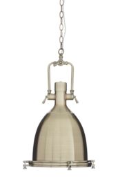 Orsina Large Antique Brass Pendant Light, Industrial Dome Shade with Chain Mount, Ceiling Light with Diffuser in Gold