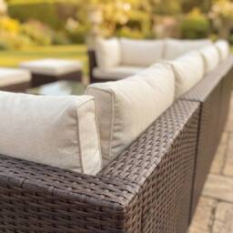 Artemis Home Oliena 12 Seat Modular Rattan Large U-Shape Garden Furniture in Brown - thumbnail 5
