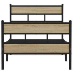 Berkfield Home Metal Bed Frame without Mattress Sonoma Oak 75x190 cm Small Single in Brown - thumbnail 4