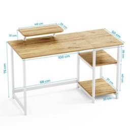 FORGEVIO Office Desk with Monitor Stand, 100cm Computer 100 x 50 cm in Natural - thumbnail 2