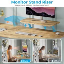 FORGEVIO Office Desk with Monitor Stand, 100cm Computer 100 x 50 cm in Natural - thumbnail 4