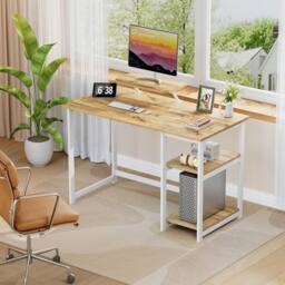 FORGEVIO Office Desk with Monitor Stand, 100cm Computer 100 x 50 cm in Natural - thumbnail 3