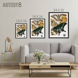 "Artery8 Bright Vintage Butterflies Papillons Framed Canvas Wall Art Print Seguy - Size: W12"" x H16""" - thumbnail 4