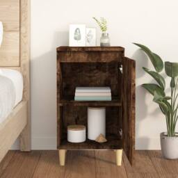 Berkfield Home Classic Bedside Cabinet Smoked Oak 40x35x70 cm Engineered Wood in Brown - Size: 40 x 35 x 70 cm - thumbnail 1