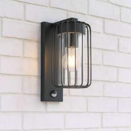 CGC Lighting Alvin PIR Motion Sensor Black Outdoor Cage Wall Light - thumbnail 5