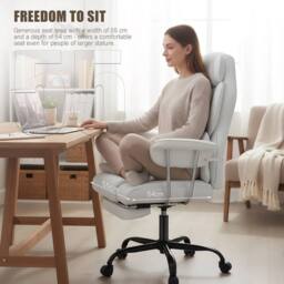 NESTLUNE Big Tall Office Chair Heavy Duty Executive Desk in White - Size: 100 cm x 15 cm - thumbnail 3