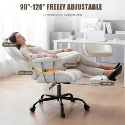 NESTLUNE Big Tall Office Chair Heavy Duty Executive Desk in White - Size: 100 cm x 15 cm - thumbnail 4