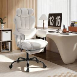 NESTLUNE Big Tall Office Chair Heavy Duty Executive Desk in White - Size: 100 cm x 15 cm - thumbnail 1