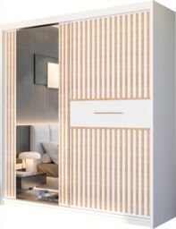 Sliding Wardrobes 4U Modern Sliding Wardrobe with LED Light W203cm x H 217 x D 62cm in White - thumbnail 2