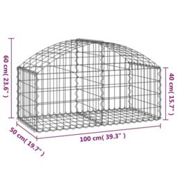 Berkfield Home Arched Gabion Basket 100x50x40/60 cm Galvanised Iron in Silver - thumbnail 5