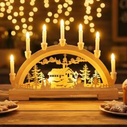 Globrite Christmas Candle Bridge with 10 LED Lights Battery Operated Home Decor - thumbnail 1