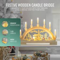 Globrite Christmas Candle Bridge with 10 LED Lights Battery Operated Home Decor - thumbnail 4